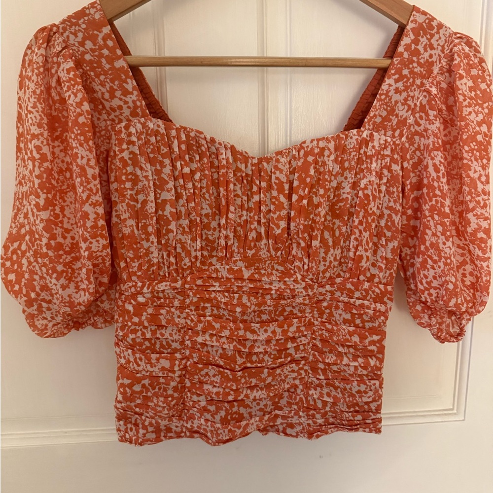 Abercrombie Ruched Puff Sleeve Sweetheart Top